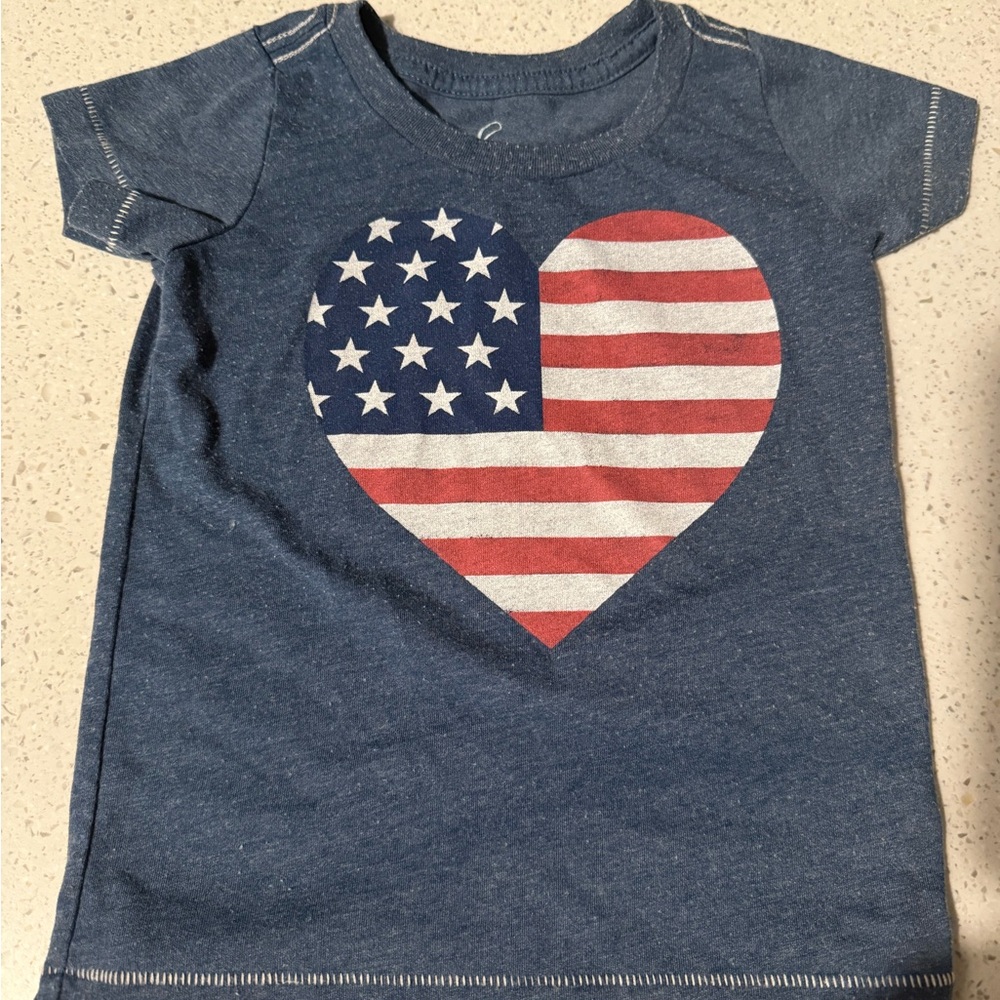 Kids Peek Heart Flag T-Shirt 18-24 mo